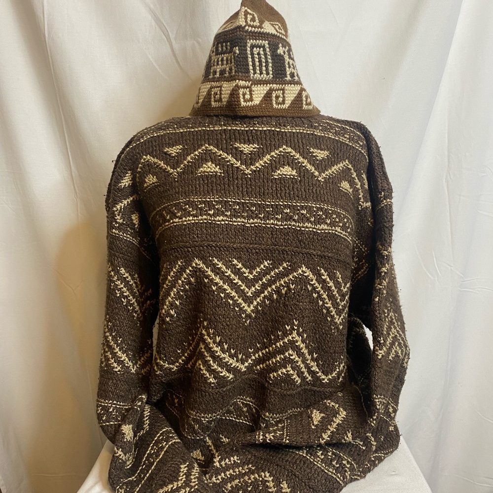 Vintage men Polo Ralph Lauren Aztec sweater/Polo Ralph Lauren beanie Size L (A37